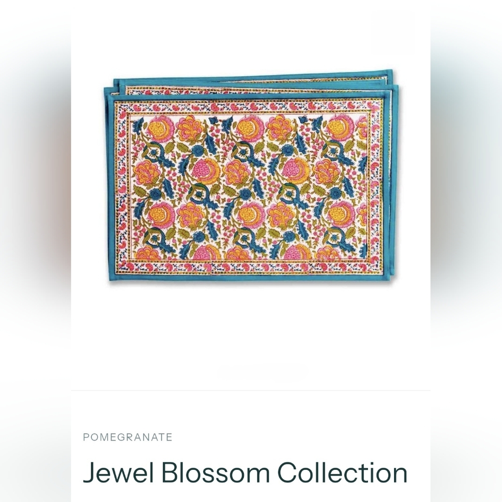 Pomegranate Placemat & Napkins Set For One Jewel Blossom - Picture 10 of 14